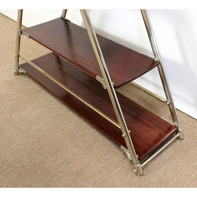 Solid Mahogany and Chrome Metal Boat Shelf, 1920s For Sale - Image 14 of 18