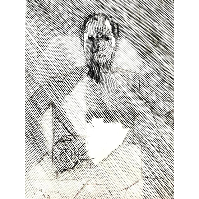 Jacques Villon - Cubist Man - Original Etching 1949 For Sale - Image 3 of 8