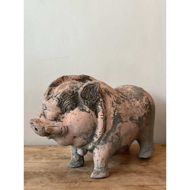 Mid-Century Modern Vintage Boho Terracotta Pig For Sale - Image 3 of 7