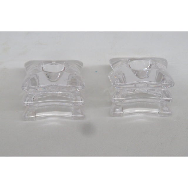 Lead Crystal 3 Tiered Star Shaped Candle Stick Holders Pair of Two 4830b For Sale - Image 9 of 14