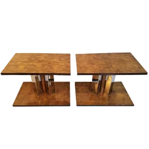 Art Deco Burl Elm End Tables-A Pair
