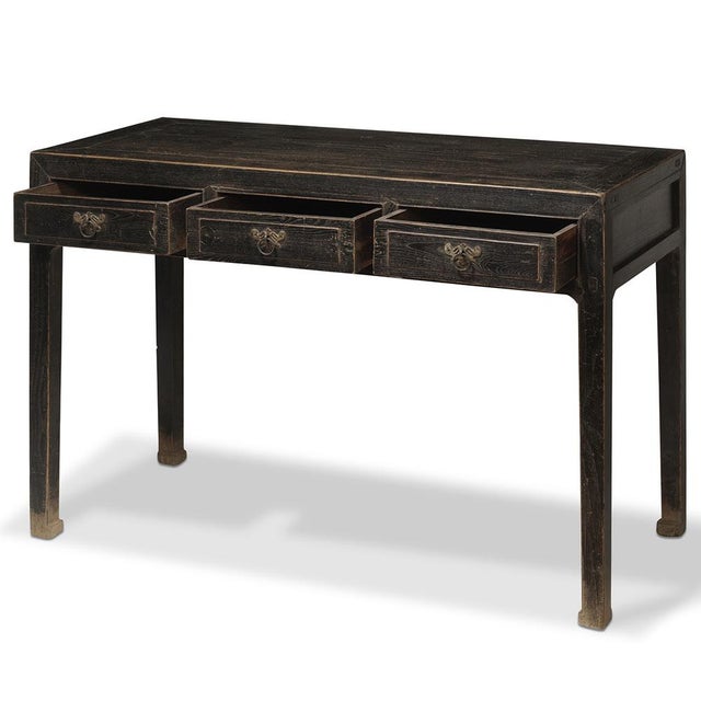 Black Lacquer Three Drawer Desk For Sale - Image 3 of 8