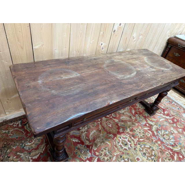 Louis XVI Style Dining Table in Walnut For Sale - Image 3 of 10