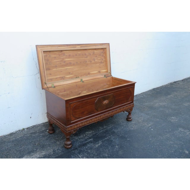 Brown Caswell Runyan Early 1900s Cedar Chest Blanket Trunk Bench For Sale - Image 8 of 13