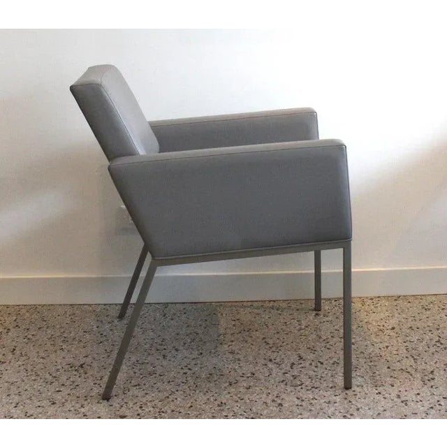 1980s-90s Brueton Gray Leather Arm Chairs - Set of 6 For Sale In West Palm - Image 6 of 13