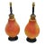 Pair of 1970s Mid Century Orange Glass Table Lamps For Sale