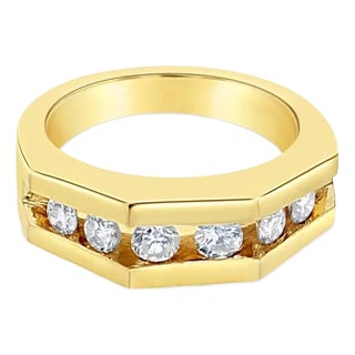 Angular Diamond Band .65cttw 14k Yellow Gold, Size 7 For Sale