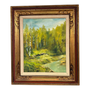 Vintage Large Framed Aspen Creek Landscape Signed Oil Painting