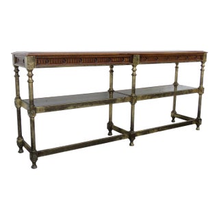 Hollywood Regency Distressed Long Narrow Library Tv Console Table 5753 For Sale