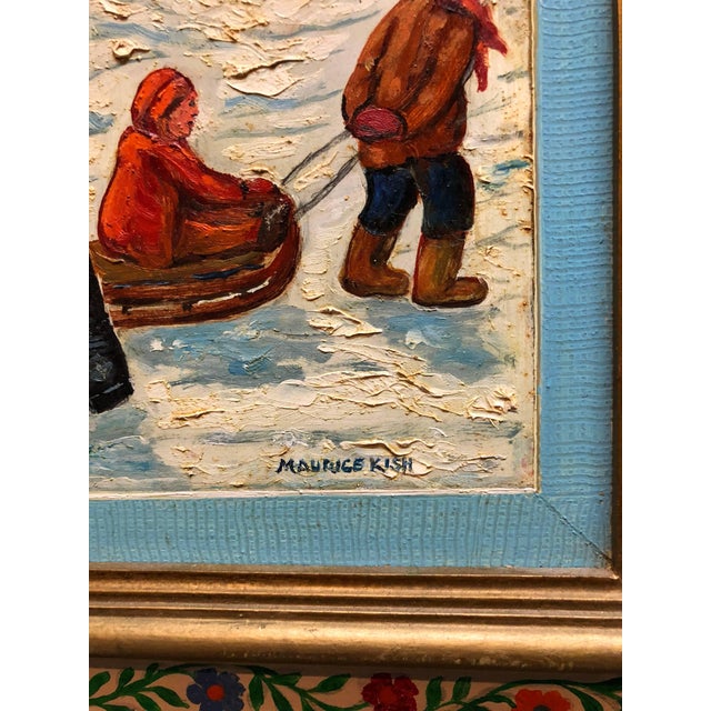 Mid 20th Century Maurice KishProud Chimney Sweep Modern Judaica Shtetl Oil Painting WPA Jewish artist For Sale - Image 5 of 6