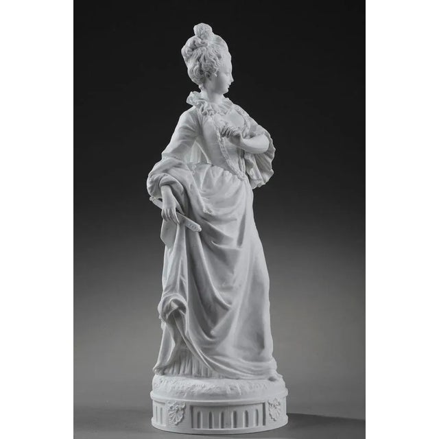 Ceramic Paul Duboy, Young Girl in a Ball Gown, Bisque Statue For Sale - Image 7 of 18