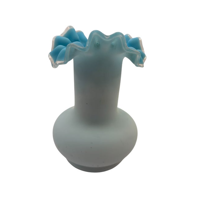 Glass Late 19th Century Blue Art Glass Vase For Sale - Image 7 of 14