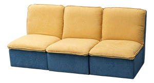 Two-Tone Blue and Yellow Three-Seater Modular Sofa, 1970s, Set of 3