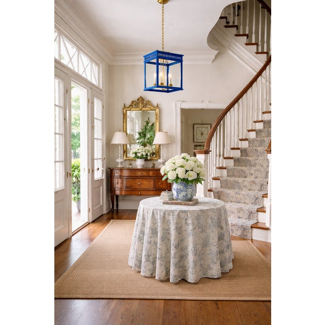 Chippendale Colbalt Lantern With Gold Interior Accents For Sale - Image 3 of 3