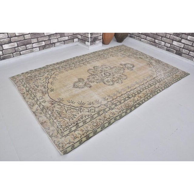 Handmade wool carpet in Turkish Anatolia , Vintage Oushak Rug,Turkish Vintage Anatolian Rug, Handmade wool Rug . One Of...