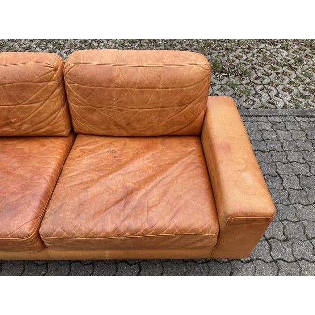 Wood Vintage Danish Cognac Leather Sofa, 1980s For Sale - Image 7 of 18