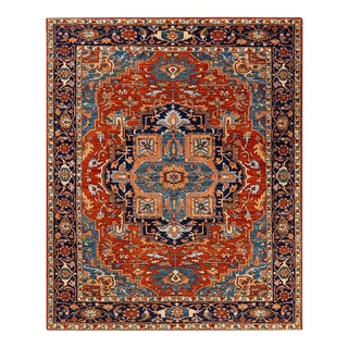 Serapi, One-of-a-Kind Hand-Knotted Area Rug - Orange, 7' 11" x 9' 9" For Sale