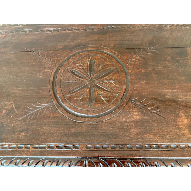 19th Baroque Spanish Side Table with Lyre Legs and Carved Edges For Sale - Image 4 of 18