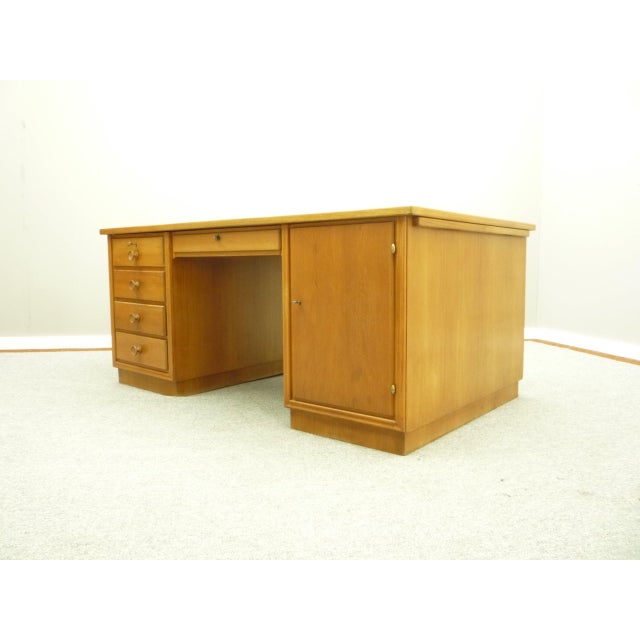 Mid-Century Modern Large Art Deco Walnut Executive Partner Desk, 1930s For Sale - Image 3 of 18