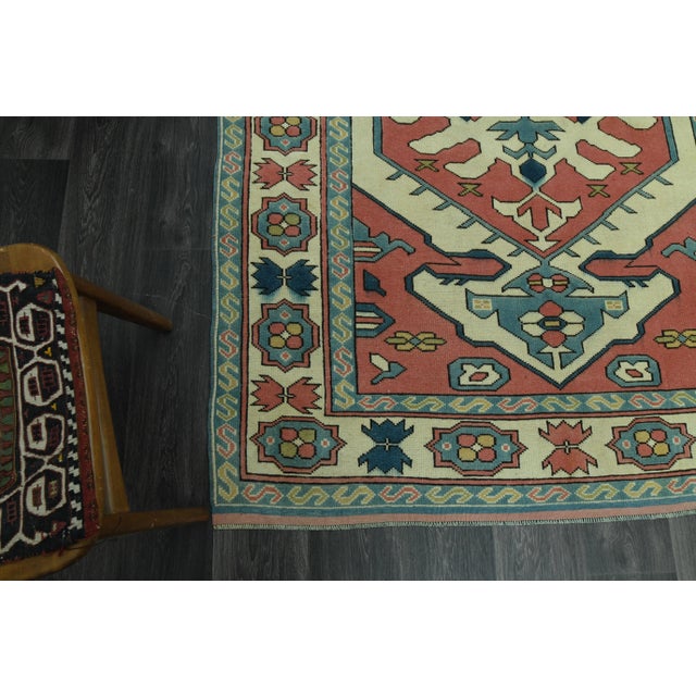 Pink 1970s Vintage Turkish Oushak Handmade Wool Cotton Pink Area Rug For Sale - Image 8 of 11