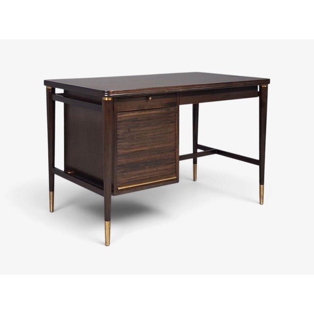1960s John Widdicomb, American Modern, Tambour Writing Desk, Walnut, Brass, Usa, 1960s For Sale - Image 5 of 13
