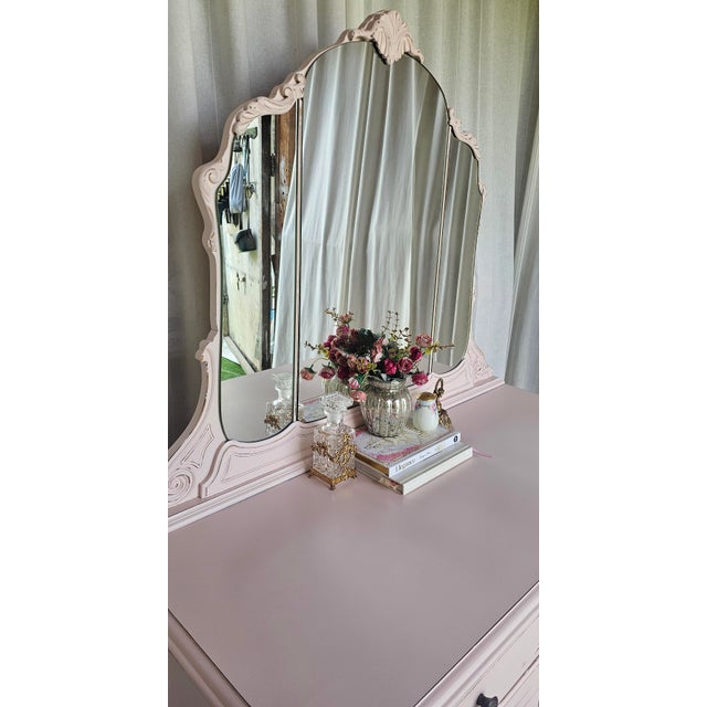 Vintage Pink Dresser With Detachable Mirror For Sale In Los Angeles - Image 6 of 13