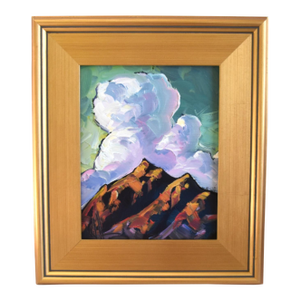 William Hawkins Listed Artist Puffy Clouds & Landscape Painting Including the Antiqued Gold Wood Frame