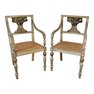 Italian Flower Basket Chairs/Pair For Sale