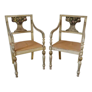 Italian Flower Basket Chairs/Pair