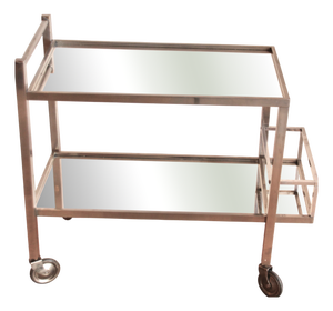 Vintage French Art Deco Chromed Bar Trolley by Jacques Adnet, 1930s