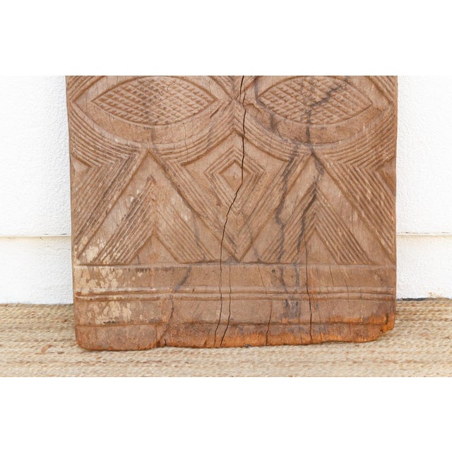African Antique Bleached Wood Solar Eye Carved Igbo Door For Sale - Image 3 of 7
