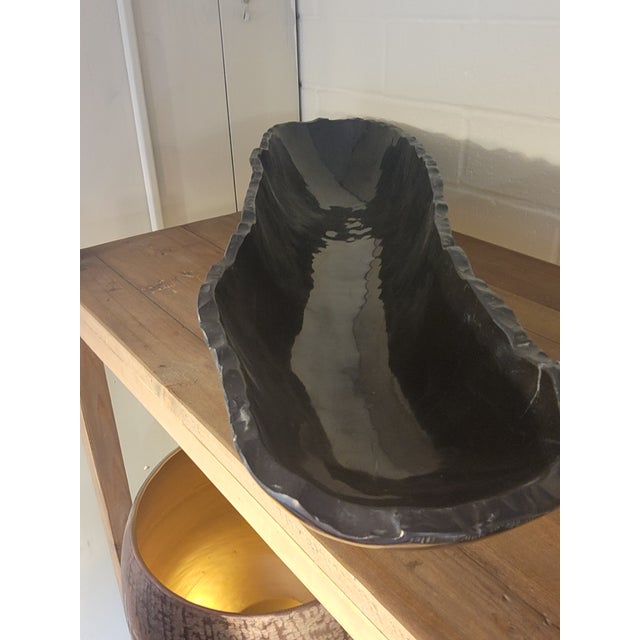 Mid-Century Modern Black Stone Trough For Sale - Image 3 of 4