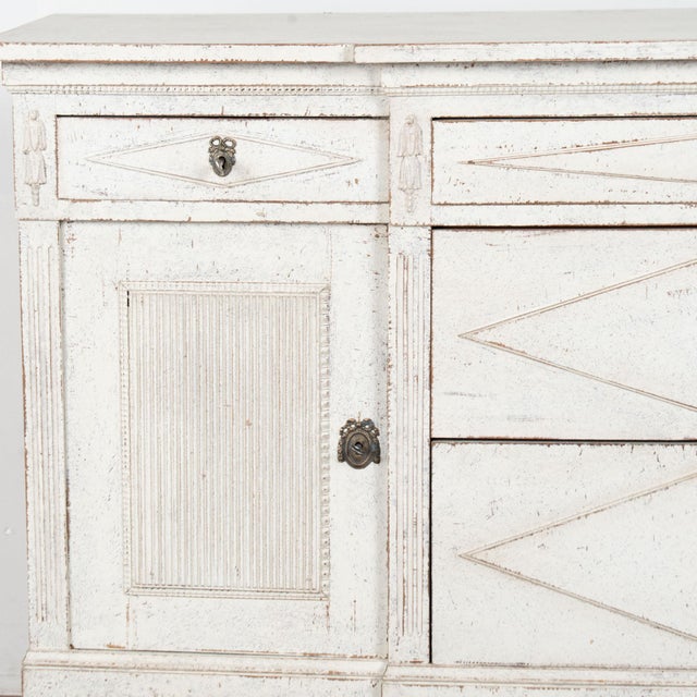19th Century Swedish White Painted Gustavian Sideboard For Sale - Image 9 of 17