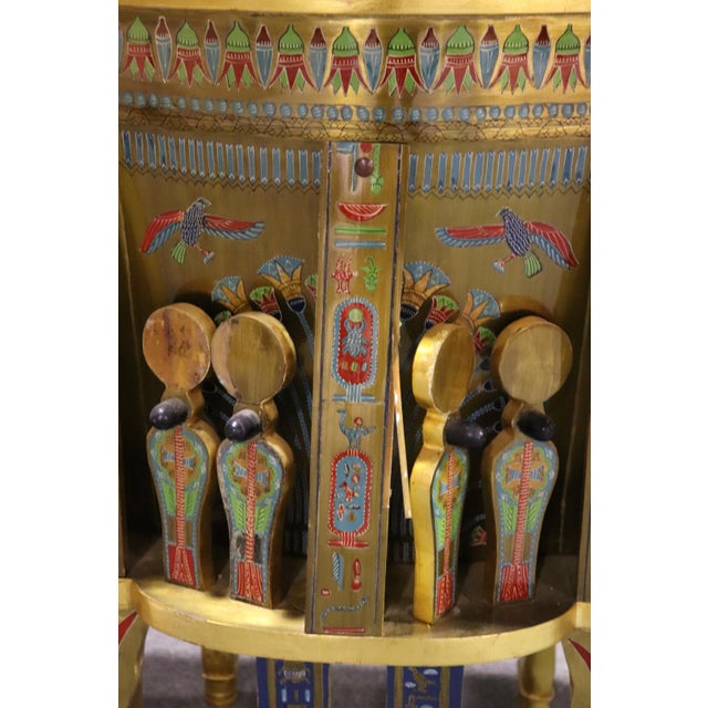 Unique Egyptian Revival Gilded Figural Bench With Carved Lions For Sale - Image 10 of 17