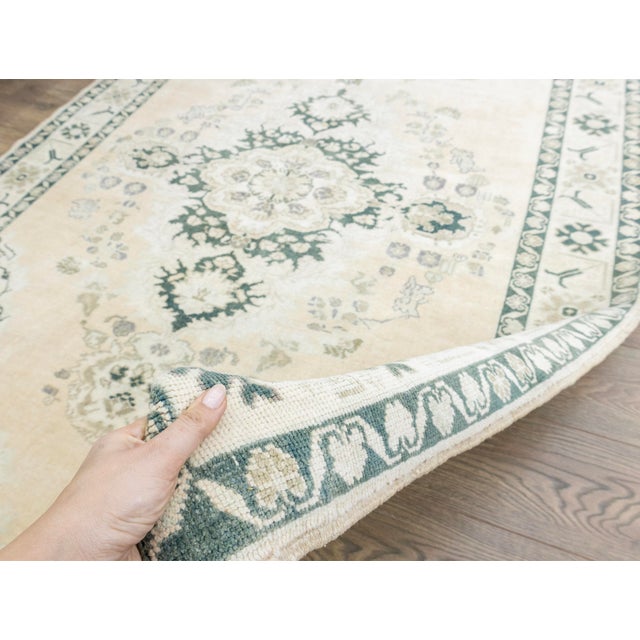 Vintage Oushak Hand-Knotted Turkish Wool Runner Rug For Sale - Image 10 of 16