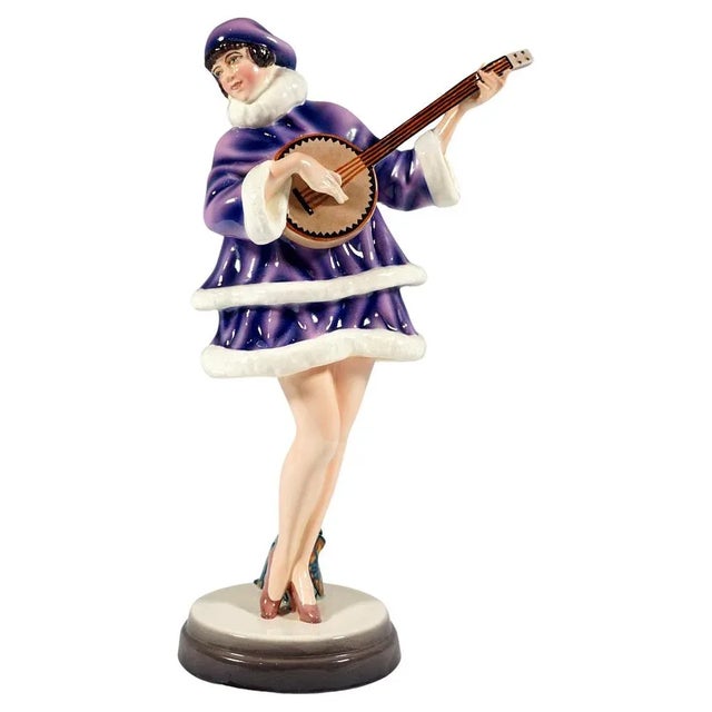 Beige Banjo Play Zerline Balten as a Banjo Player from Goldscheider, Vienna, 1930s For Sale - Image 8 of 8