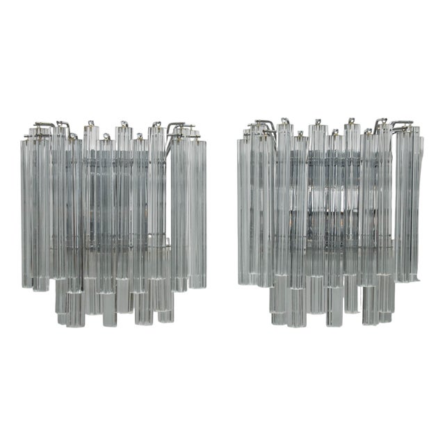 Clear Venini Murano Glass Wall Lights from Camer, 1970s, Set of 2 For Sale