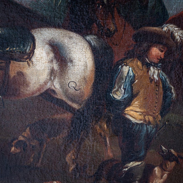 After August Querfurt, Hunting Party, 1800s, Oil on Canvas For Sale - Image 9 of 12