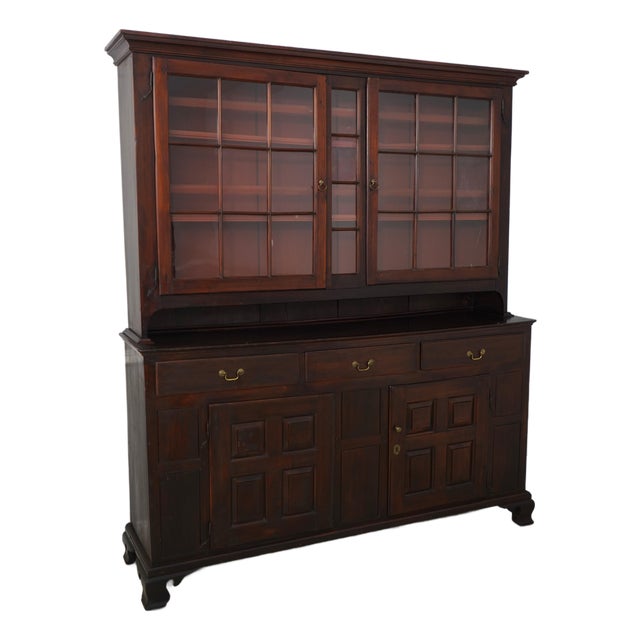 Period Antique 18th Century Pine Pa Dutch Step Back Cabinet For Sale