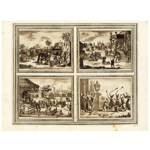 Early 18th Century P. van der Aa, Leyden, Combat of Men with Lions, 1725, Paper For Sale - Image 5 of 5
