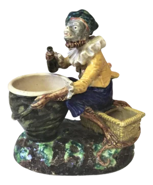 French Majolica Palissy Monkey Vase, circa 1880