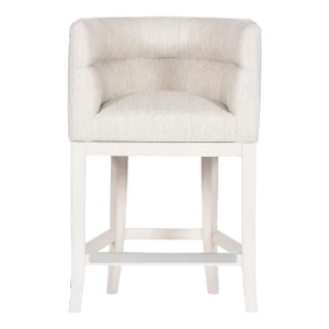 Emmett Counter Stool in Index Porcelain with Wood Flare Base & Casablanca Finish