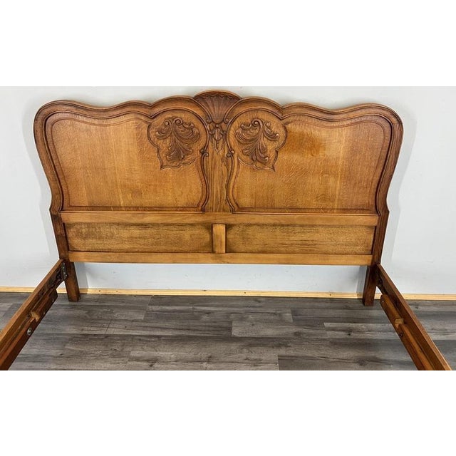 Vintage French Louis XVI King Size Bed Frame in Oak For Sale - Image 4 of 14