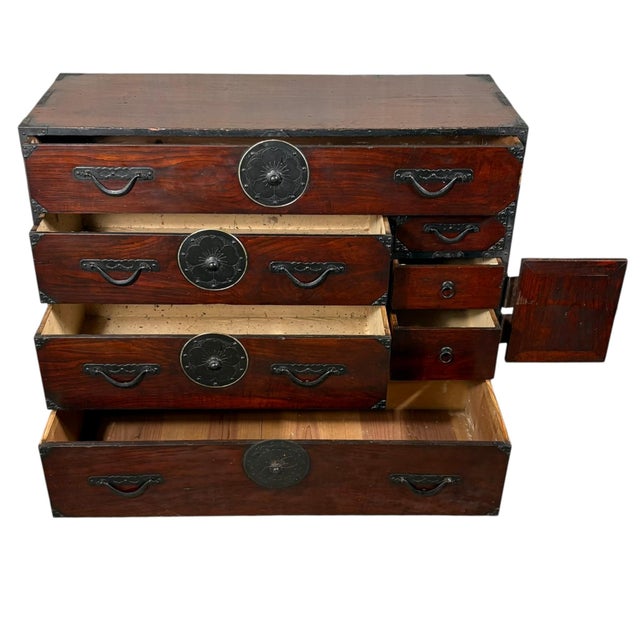 Wood Late 19th Century Japanese Tansu Chest For Sale - Image 7 of 17