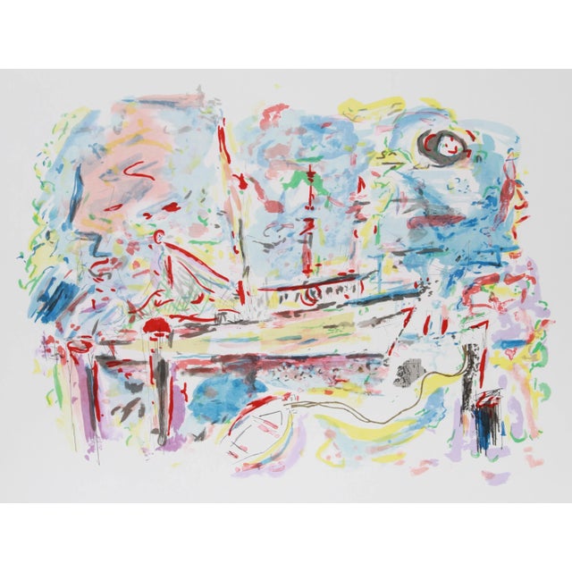 Impressionist Wayne Ensrud, Harbor Boats, Lithograph For Sale - Image 3 of 3