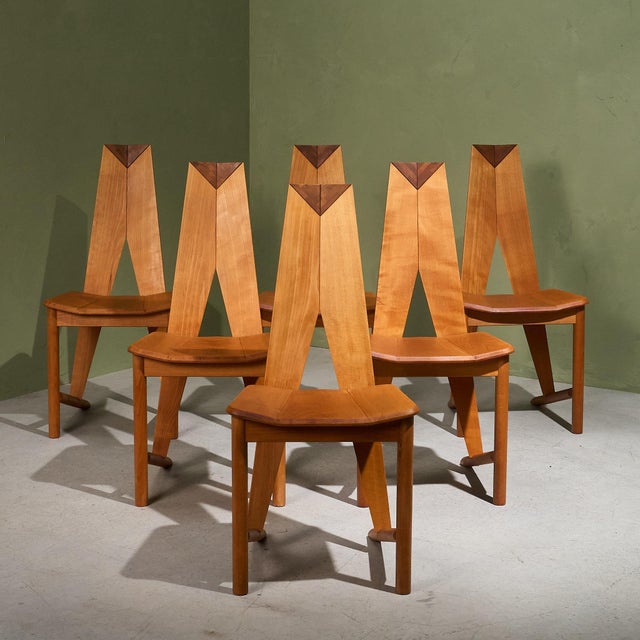 This set of 6 dining chairs were designed by Søren Nissen and Ebbe Gehl in 1980 and produced in France. They are made of...