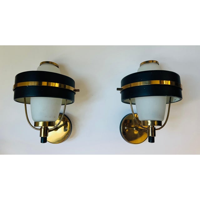Metal Pair of 1950s Stilnovo Italian Mid Century Wall Lights For Sale - Image 7 of 12