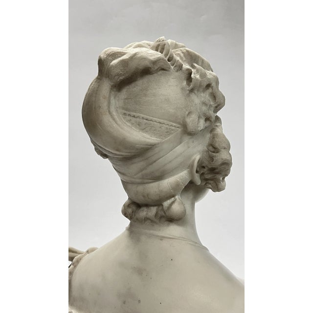 Stone 19th Century Continental Female Bust Sculpture in White Marble For Sale - Image 7 of 12