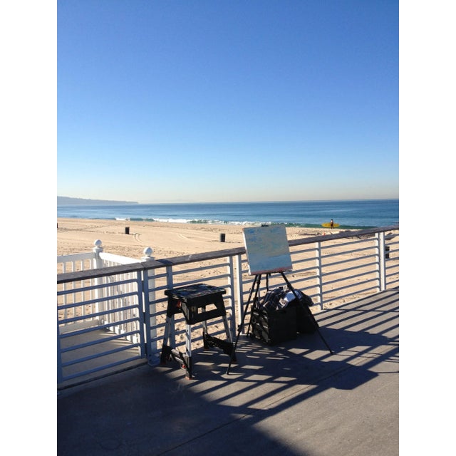 Contemporary Greenish High Sky, Contemporary Seascape Painting by Ben Junta, Framed For Sale - Image 3 of 8