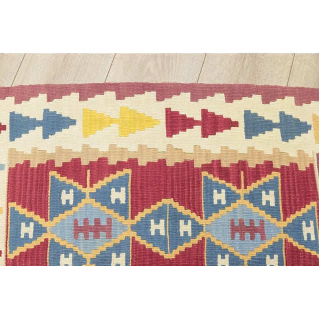 1990s Turkish Geometric Red Kilim Rug For Sale - Image 10 of 13